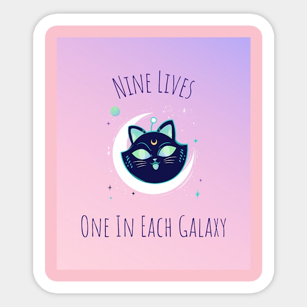 Nine Lives, One In Each Galaxy Cute Funny Cat Alien Pet Space Sticker by ThreadSupreme